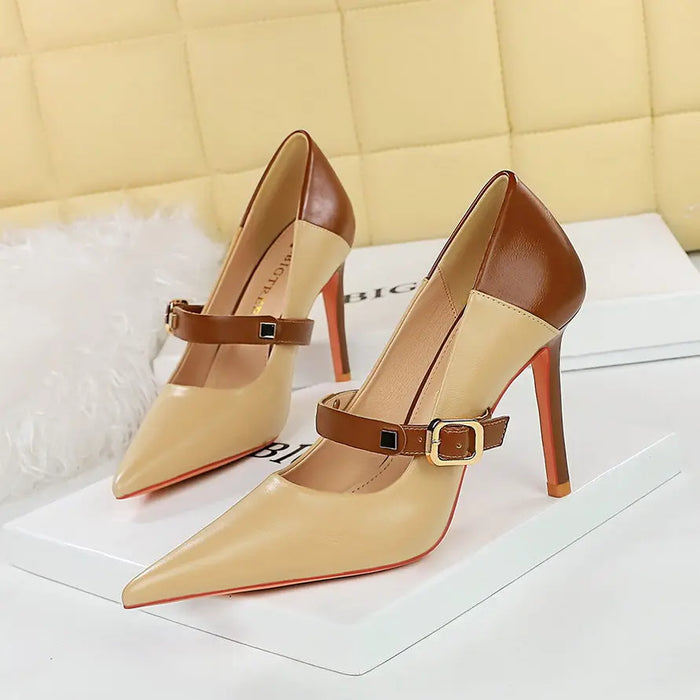 Retro Buckle Stiletto High Heels fashionnsio