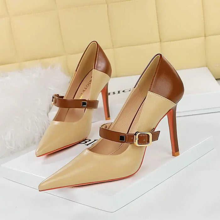 Retro Buckle Stiletto High Heels fashionnsio