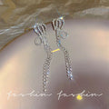 Rhinestone BowKnot Long Tassel Earrings fashionnsio