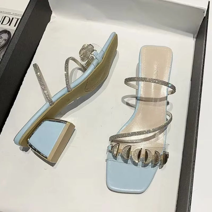 Rhinestone Embellish Flat Sandals - Fashionnsio