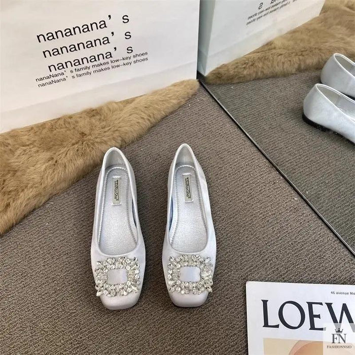 Rhinestone Embellish Women Flats - Fashionnsio