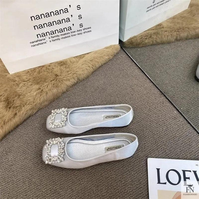 Rhinestone Embellish Women Flats - Fashionnsio