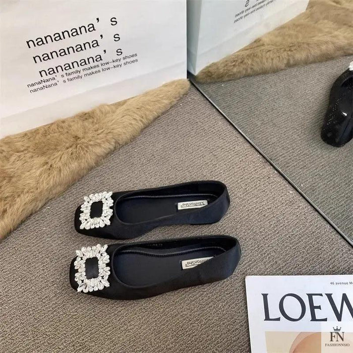 Rhinestone Embellish Women Flats - Fashionnsio