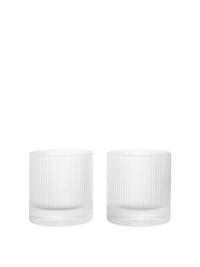 Ripple Tumbler - Clear glasses in a set of 2 with a rippled surface, ideal for cocktails and drinks.