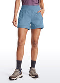 CRZ YOGA Women's Hiking Ripstop Mid-Rise Hiking Shorts Zip Pockets 4'' Universe Blue