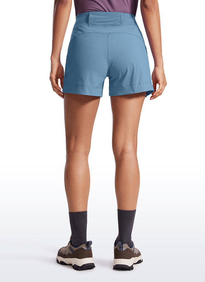 CRZ YOGA Women's Hiking Ripstop Mid-Rise Hiking Shorts Zip Pockets 4'' Universe Blue