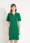 AVA 17 Robe col polo en cachemire déjaugé vert émeraude