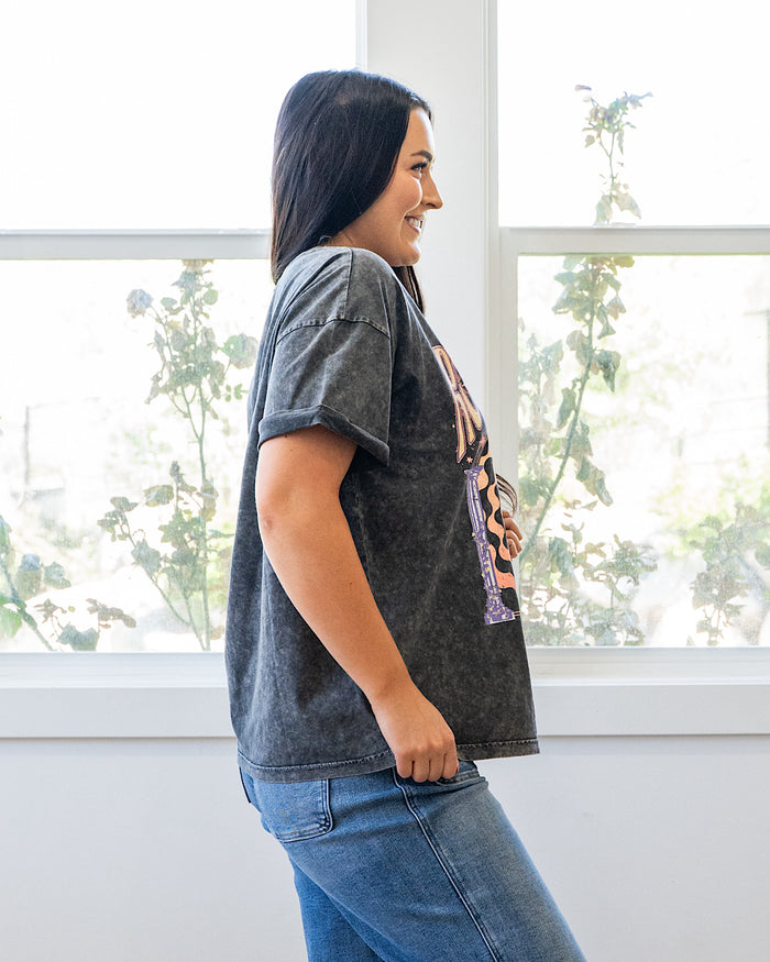 Rock & Roll Rose Black Mineral Wash Tee Zutter
