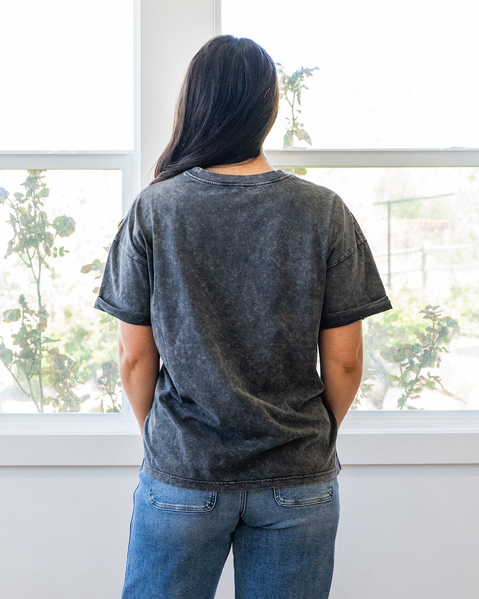 Rock & Roll Rose Black Mineral Wash Tee Zutter