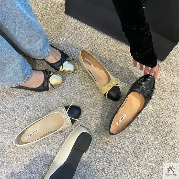 Round Toe Bowknot Flats - Fashionnsio
