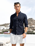 Rowan Long Sleeve Cotton Shirt - Dark Navy