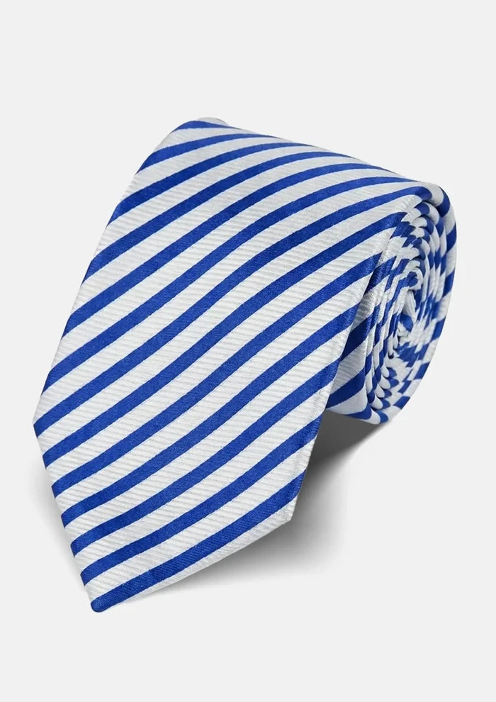 Royal Blue Diagonal Stripe Tie - SARTORO