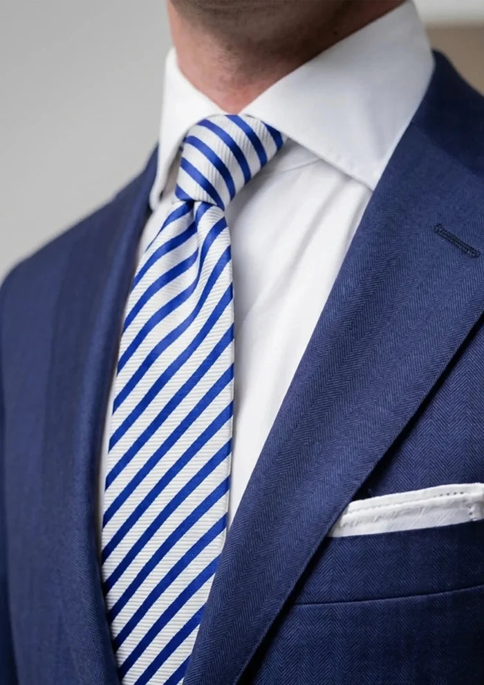 Royal Blue Diagonal Stripe Tie - SARTORO