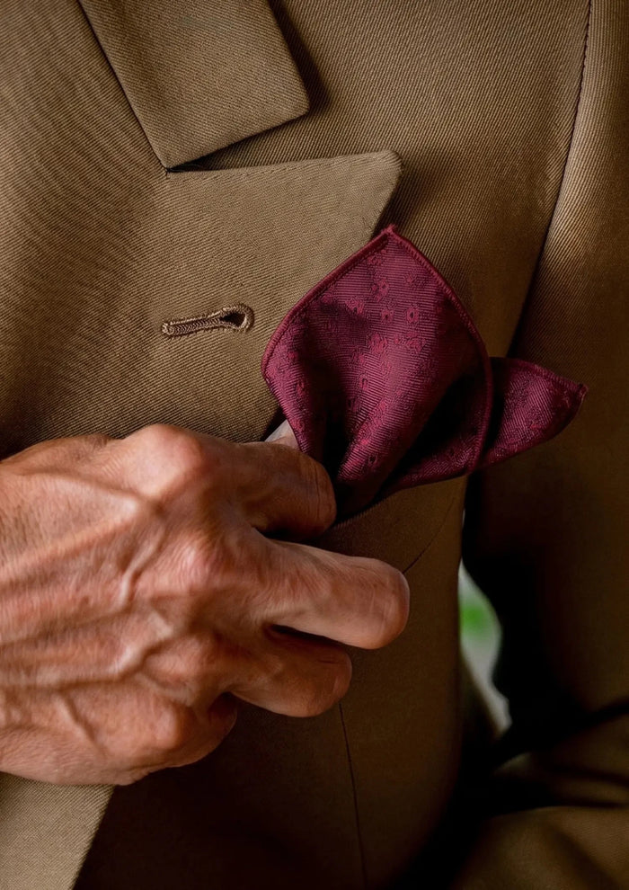 Royal Burgundy Floral Pocket Square - SARTORO