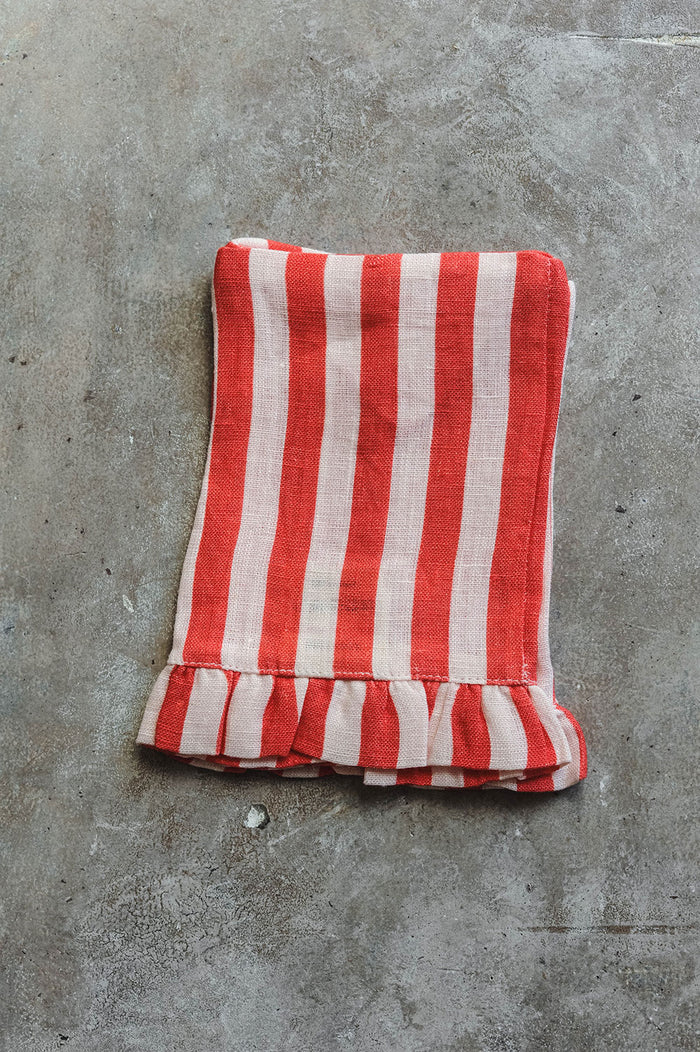 Ruffle Linen Tissue Cover - Candy Stripe
