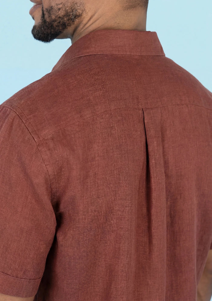 Rust Linen Blend T-Shirt - SARTORO