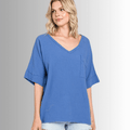 Ryleigh Double Gauze Stylish V-Neck Top for Effortless Elegance and Comfort - RFE Marketing Ventures