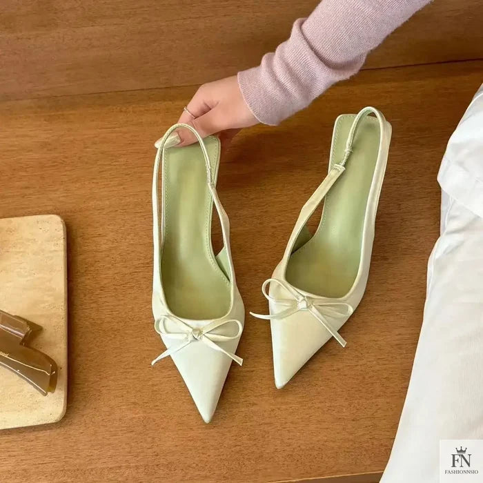 Satin Bowknot Pointed Heels - Fashionnsio