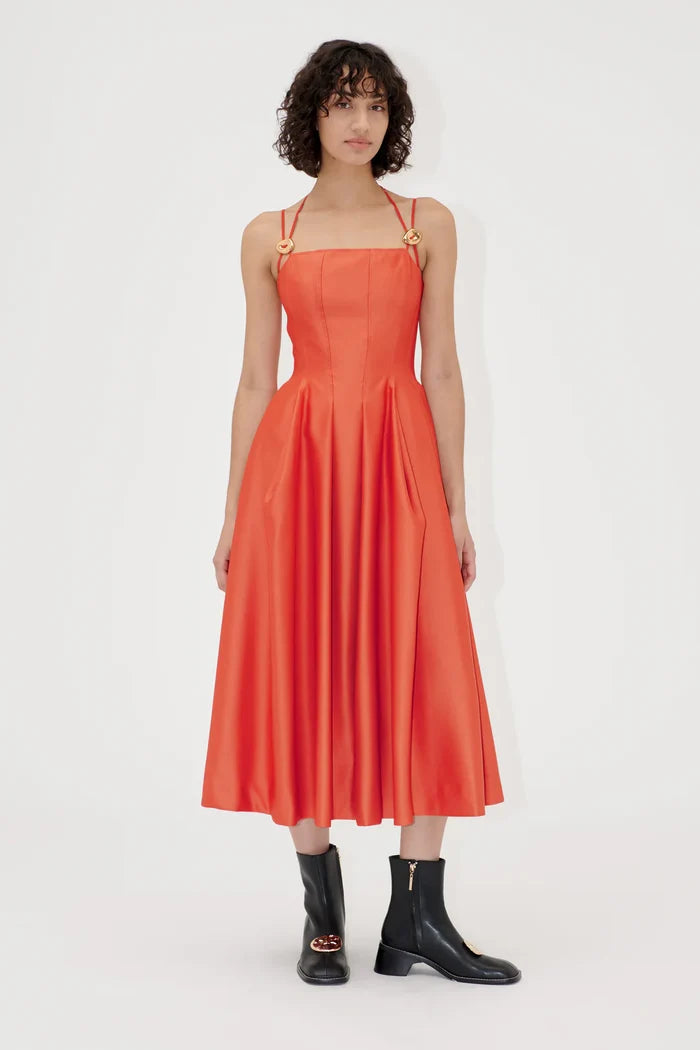 Satin Double Strap Dress Mecca Orange