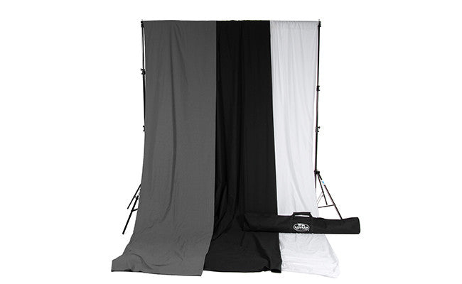 Savage Gray, Black & White Solid Colored Muslin Backdrop Kit