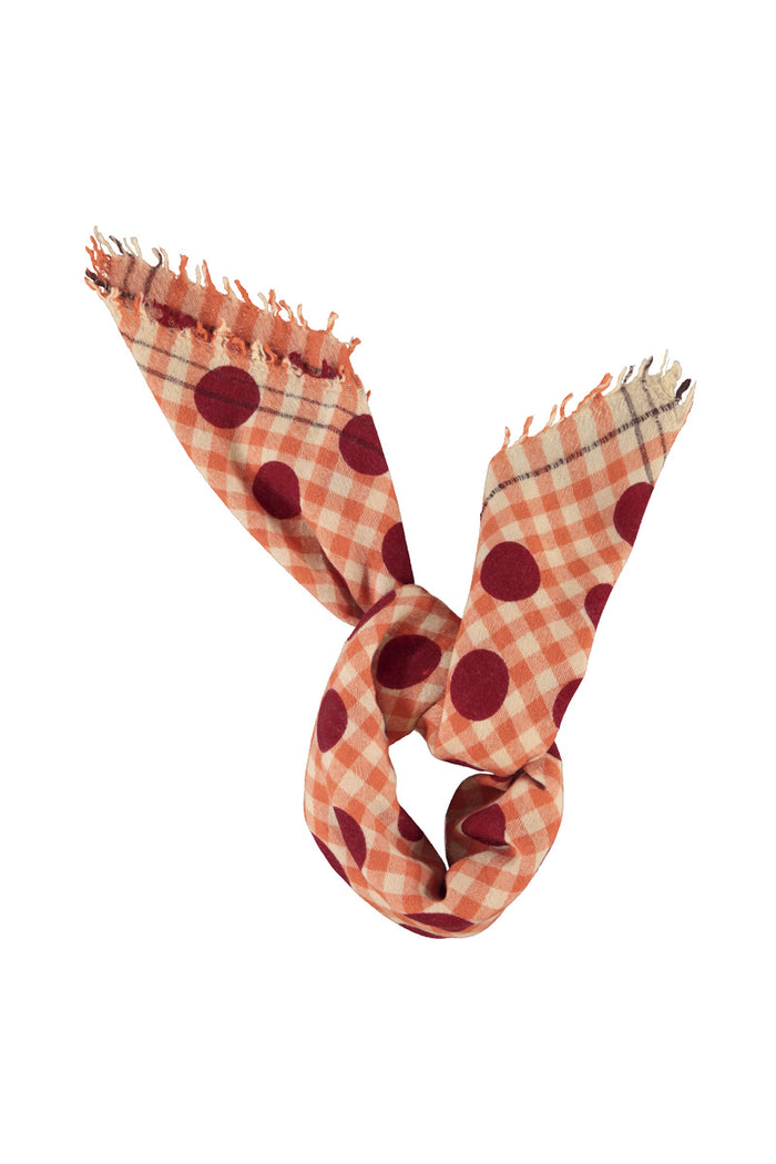 Scarf Orange Checkered with Polka Dots