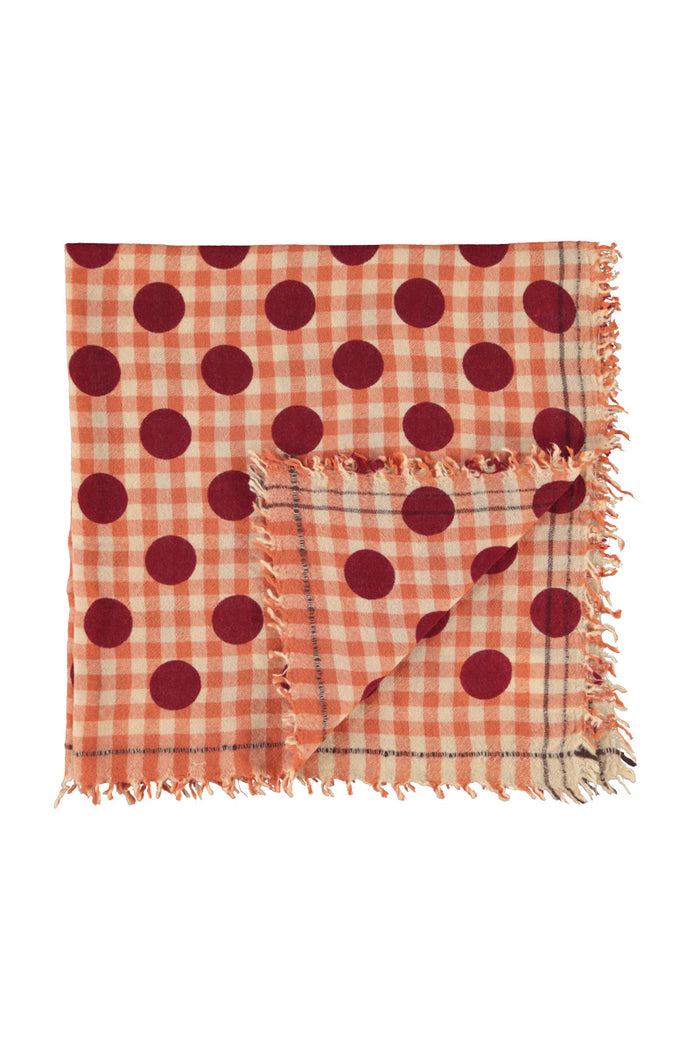 Scarf Orange Checkered with Polka Dots