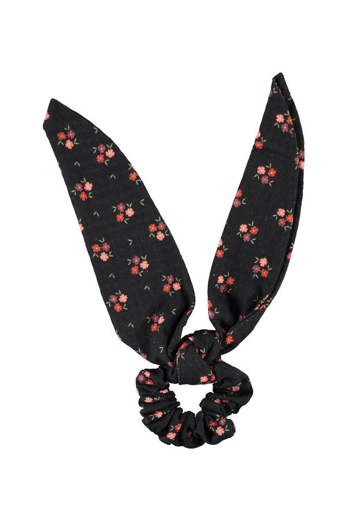 Scrunchie Black with Flowers
