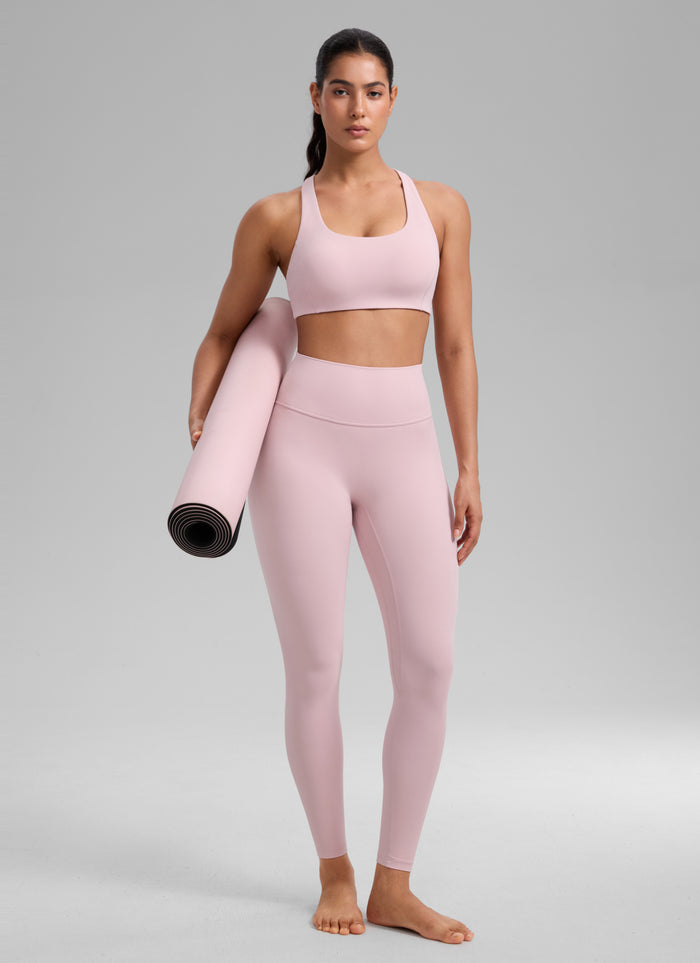 CRZ YOGA Women's SculptAir Training Criss Cross Back Straps Sports Bra Pink Haze