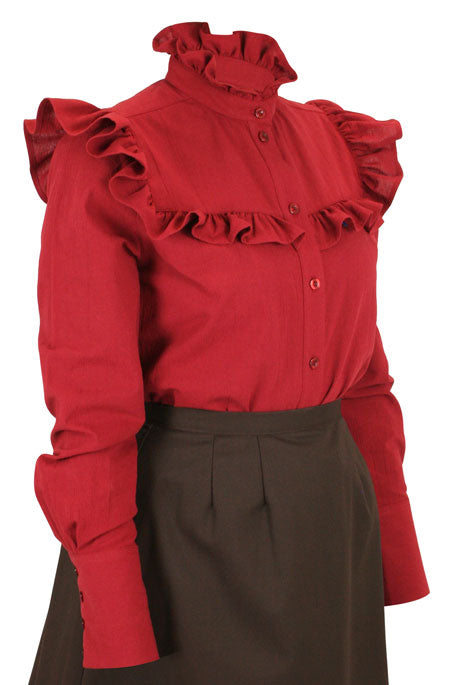 Selma Ruffle Blouse - Burgundy