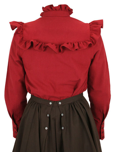 Selma Ruffle Blouse - Burgundy