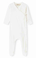 set footie pointelle bow wrap with beanie and blanket - gentle white