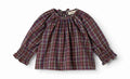 set outfit plaid back tie blouse and bloomers - chocolate check