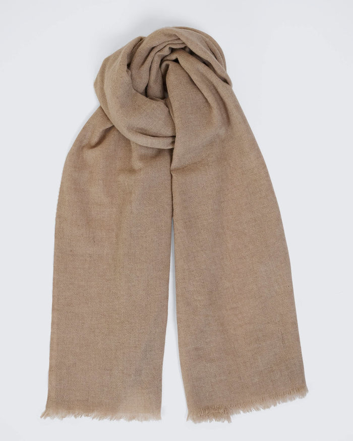 Shand Cashmere & Silk Scarf Oatmeal Plain