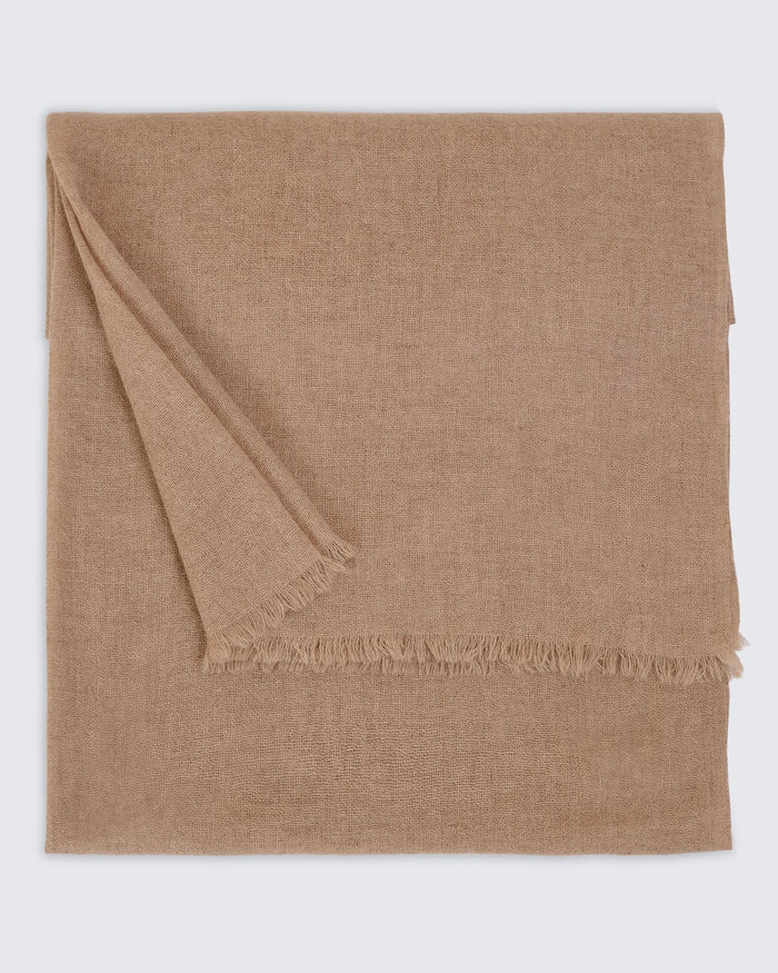 Shand Cashmere & Silk Scarf Oatmeal Plain
