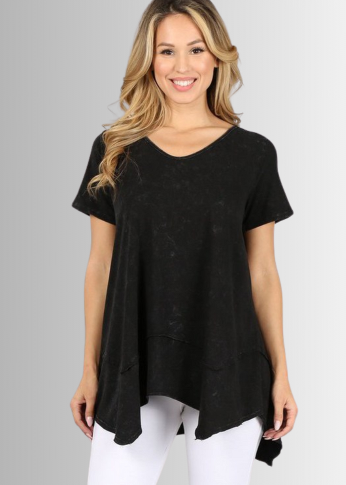 Shark Bite Hem Cotton Tee for Casual Comfort - RFE Marketing Ventures
