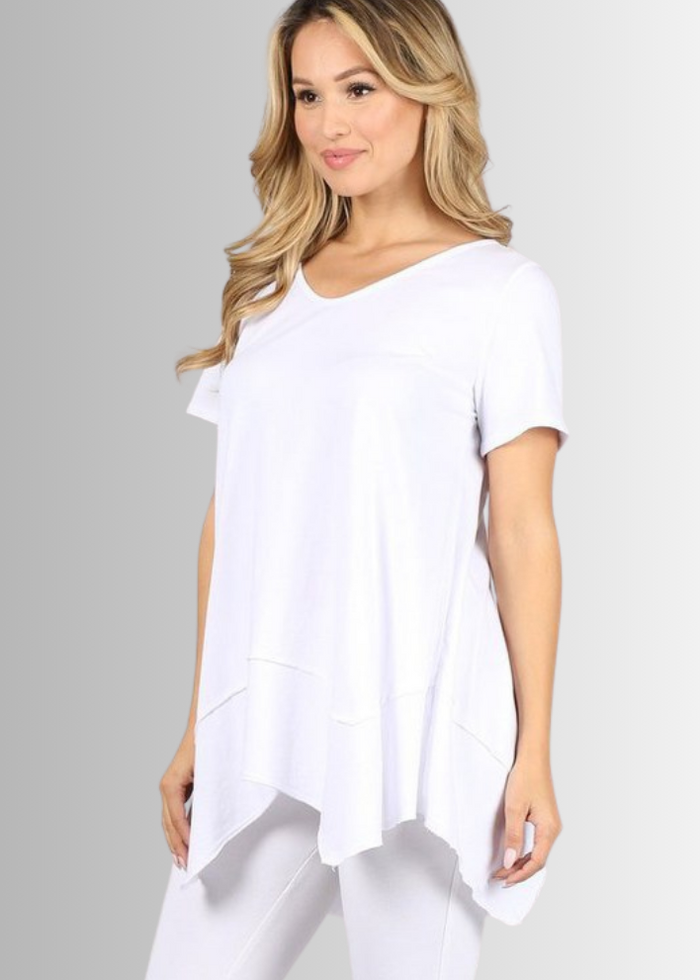 Shark Bite Hem Cotton Tee for Casual Comfort - RFE Marketing Ventures