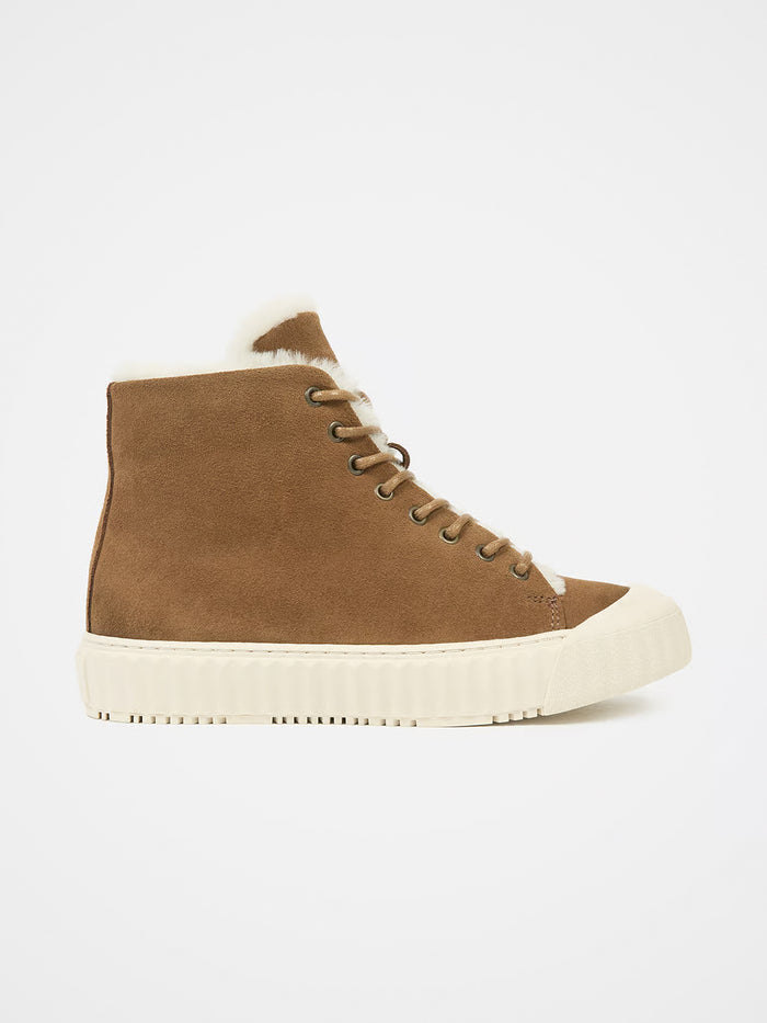 Sheepskin Ribbed Sole High Top Trainers