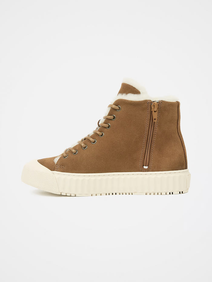 Sheepskin Ribbed Sole High Top Trainers