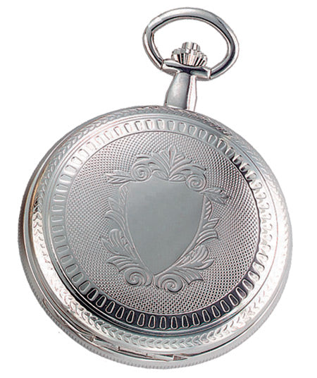 Premium Silver Shield Mechanical Pocket Watch with Chain