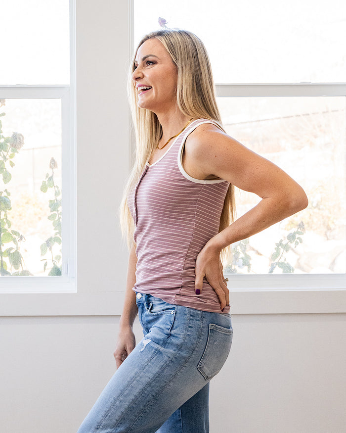 Shiloh Snap Button Tank - Dusty Rose FINAL SALE Michelle Mae