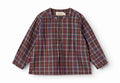 shirt l/s plaid mandarin collar - chocolate check