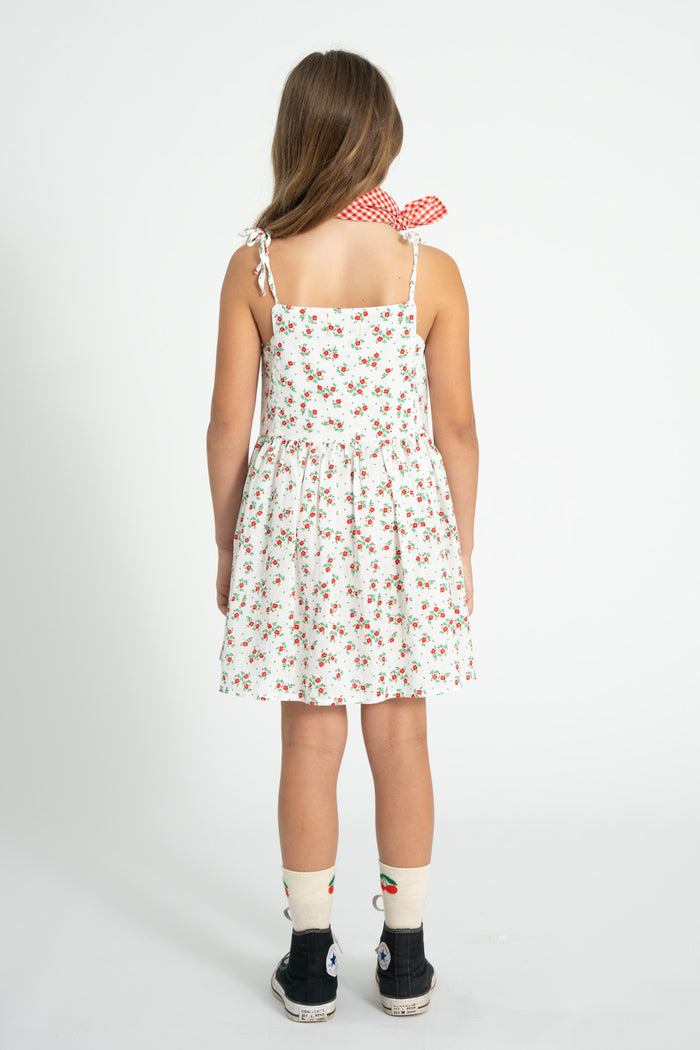 short dress | ecru w/ red flowers allover