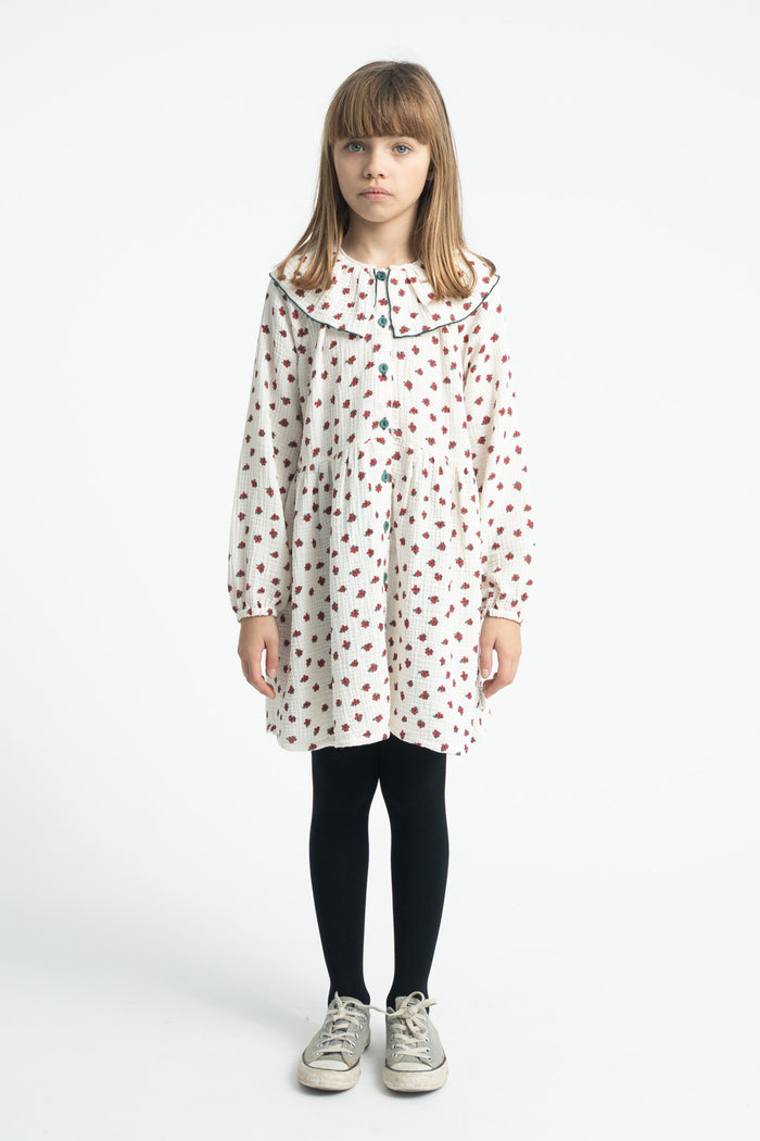 Short Dress Ecru with Little Flowers