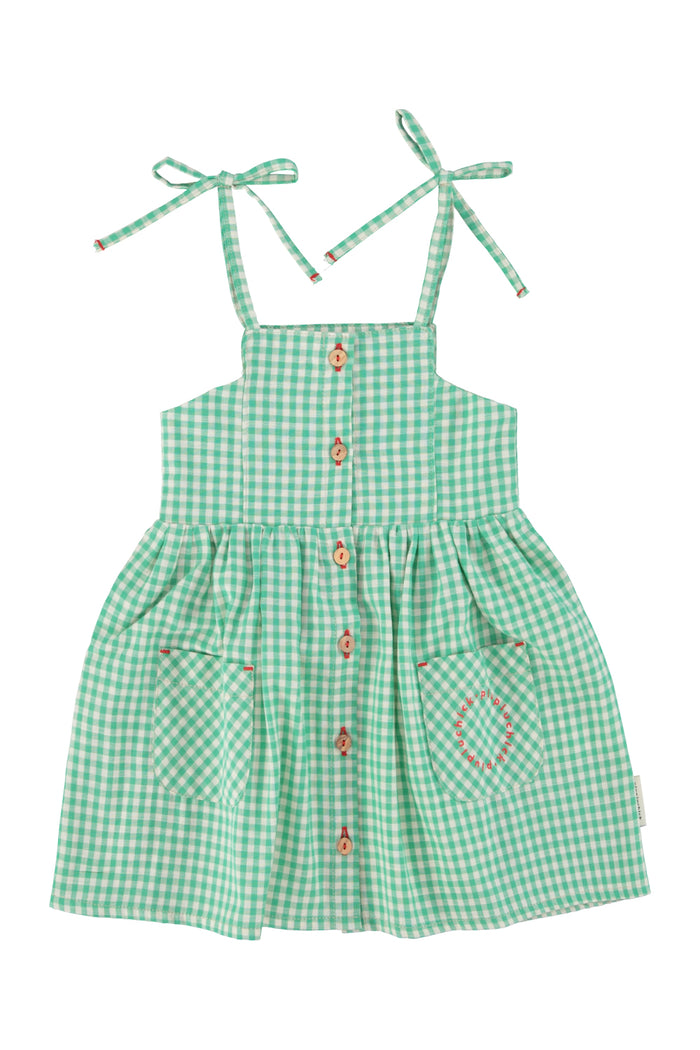 short dress | green & ecru checkered