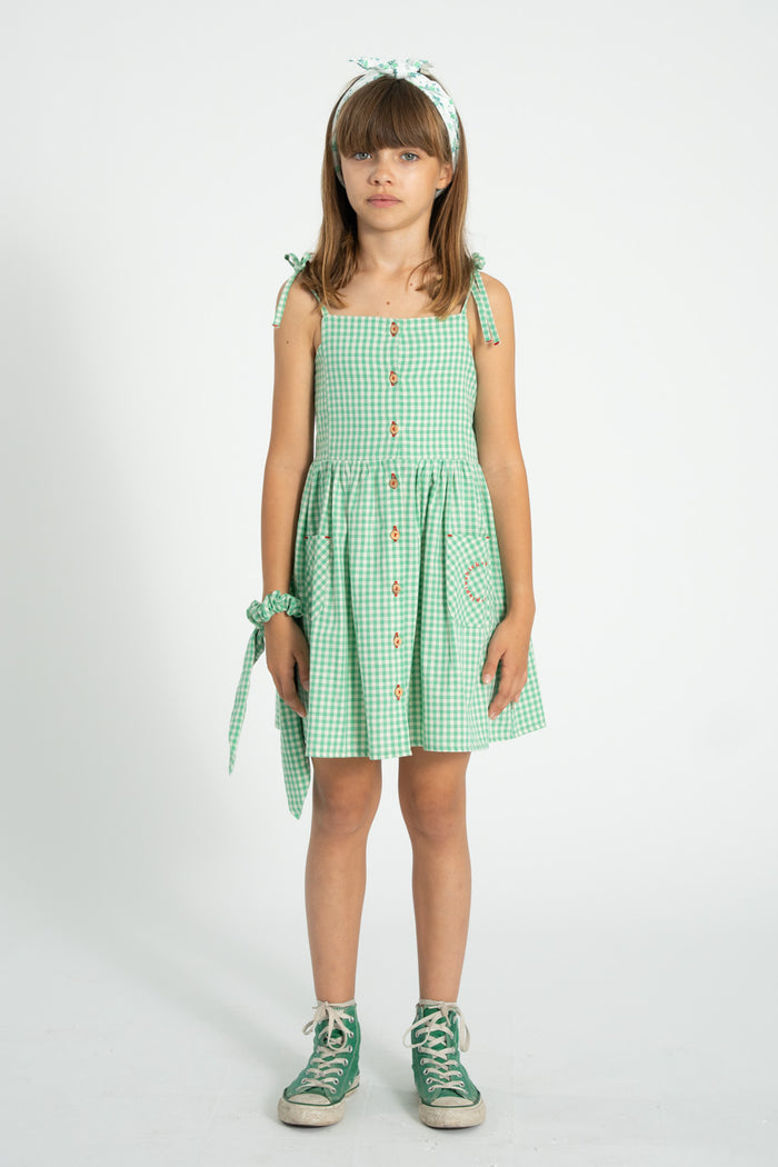 short dress | green & ecru checkered