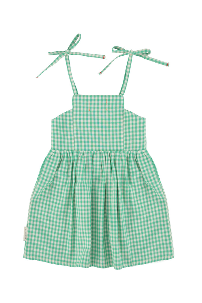 short dress | green & ecru checkered