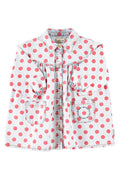 Short Dress Light Blue Denim with Red Dots