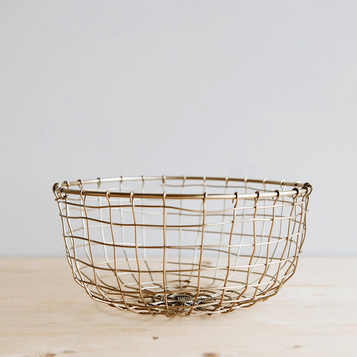 Short Round Brass Wire Basket - Large