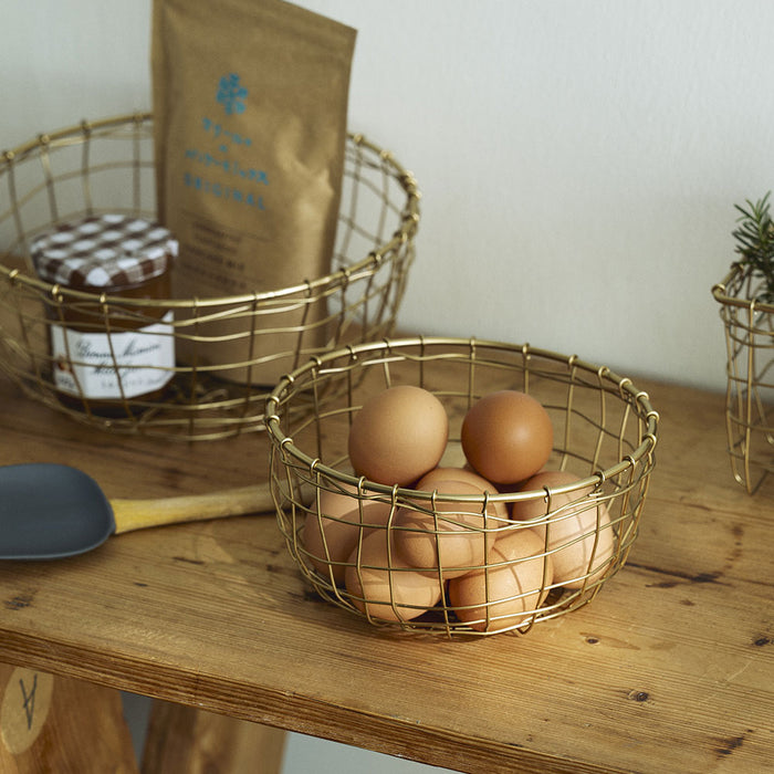 Short Round Brass Wire Basket - Large