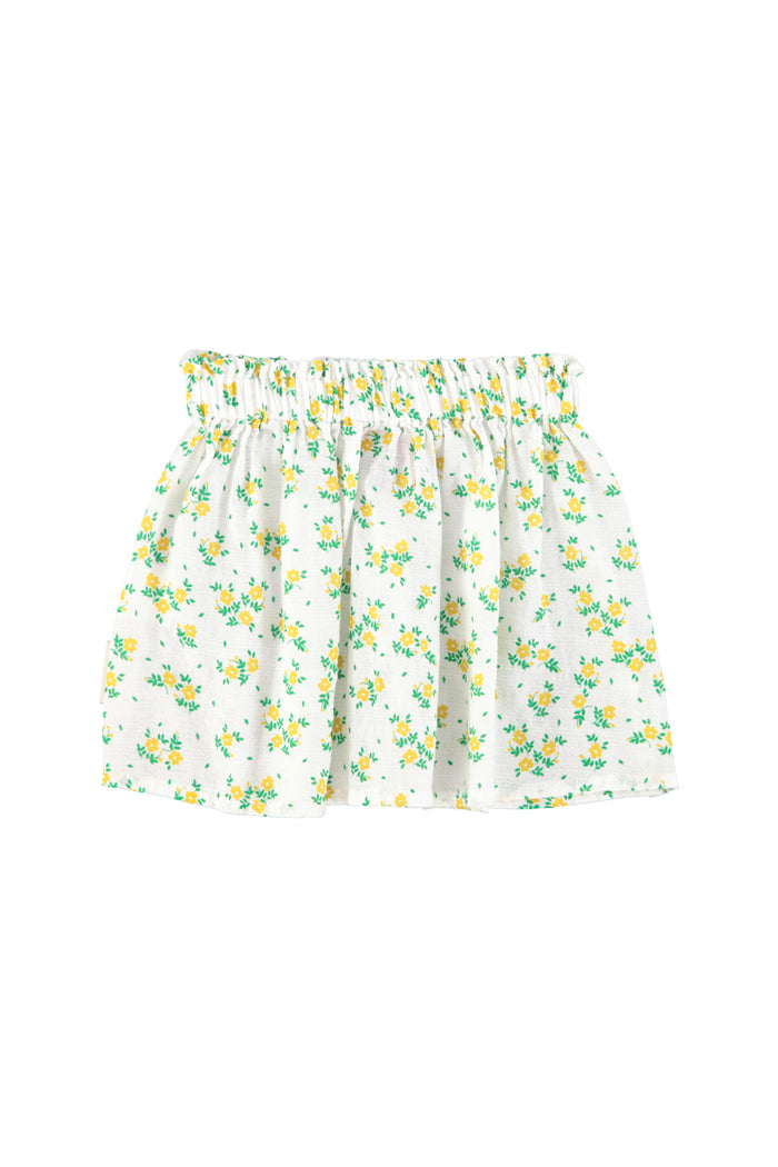 short skirt | ecru w/ yellow flowers allover